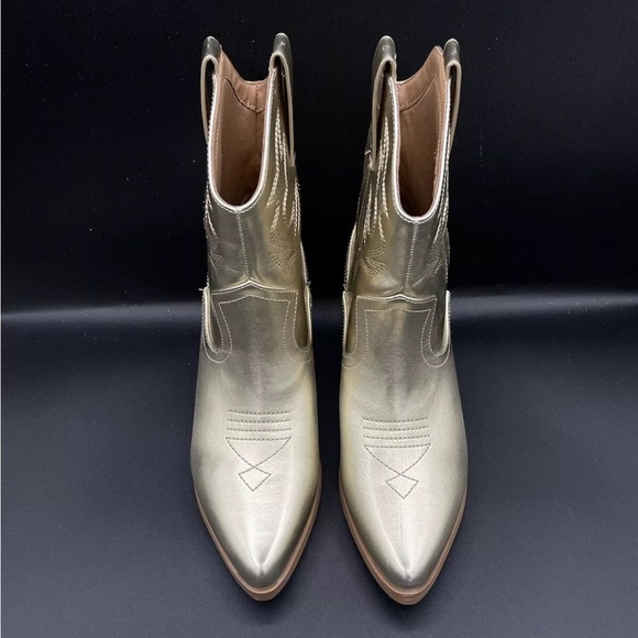 Soda Women Cowboy Western Stitched Boots Cowgirl RENO-S Size 8 Gold - Picture 4 of 12